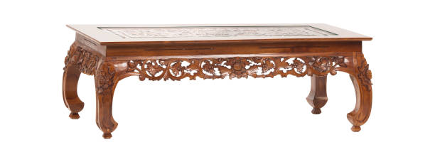 istock Luxury carved wooden classic table isolated on white 1327430996