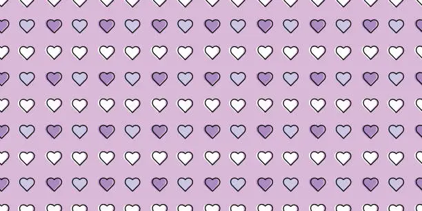 Vector illustration of Valentine's Day, seamless heart pattern, purple