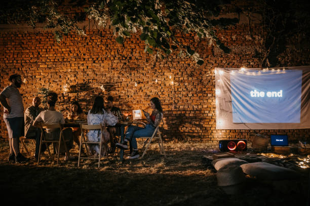 istock Friends on dinner party in back yard 1327434489