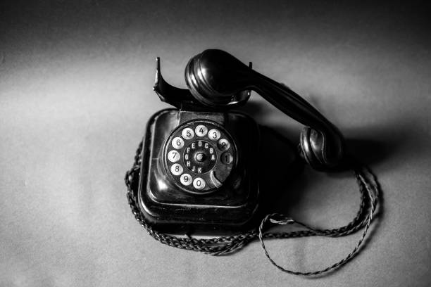 istock vintage black rotary dial telephone 1327436949