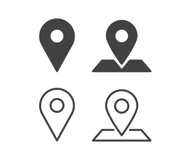 ilustraciones, imágenes clip art, dibujos animados e iconos de stock de ubicación : iconos de ilustración - mapas