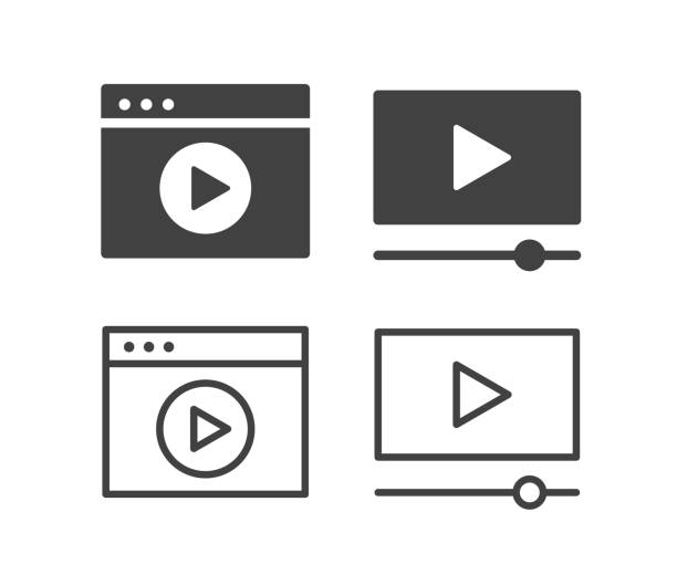 video player - illustrationssymbole - vector icon video stock-grafiken, -clipart, -cartoons und -symbole