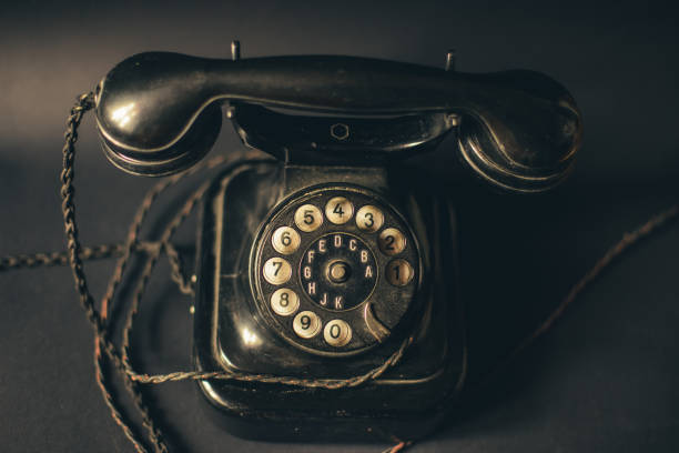 istock Old antique black rotary telephone vintage communication 1327437333