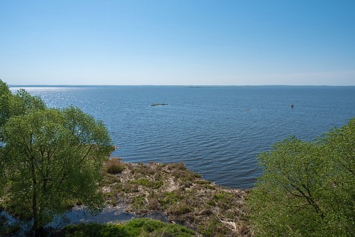 Big Lake Nero on a cloudless summer day in Rostov, Yaroslavl region, Russia.