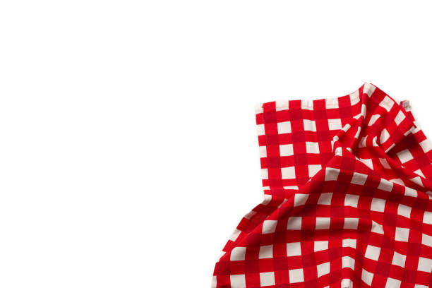 istock Red napkin isolated on white background. 1327444747
