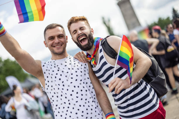 istock Men couple celebrating 1327449412