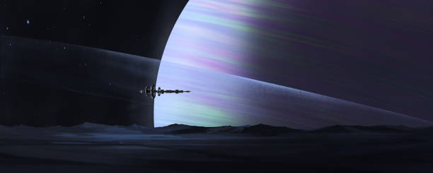 istock The spaceship sails over the alien star, 3D illustration. 1327449525