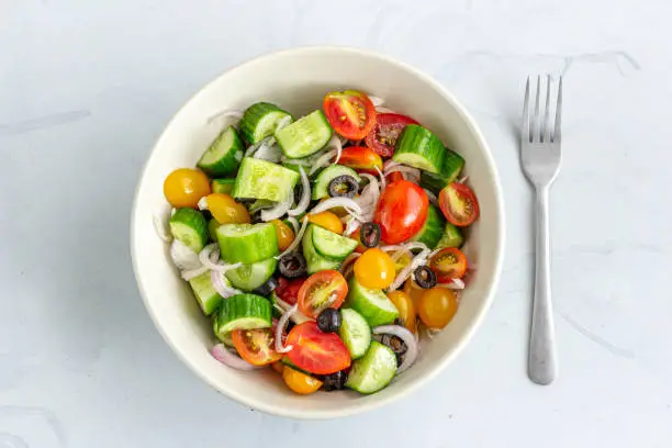 Healthy Summer Salad in a Bowl Directly Above Photo