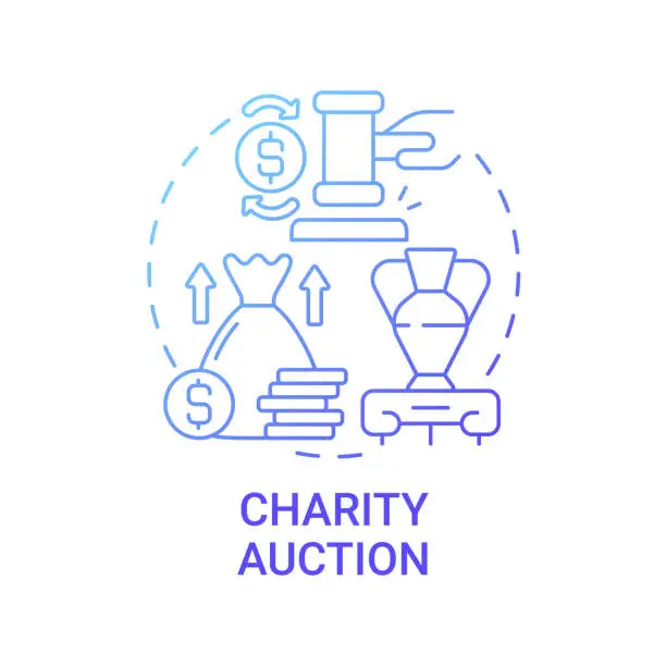 Vector illustration of Charity auction concept icon