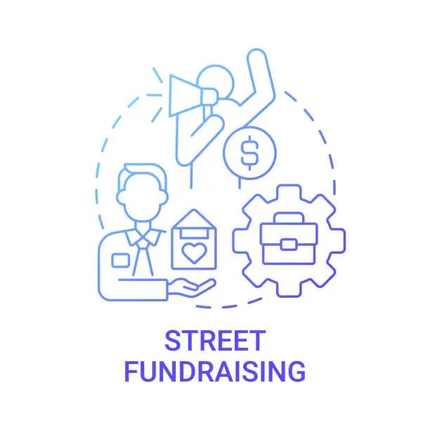 Vector illustration of Street fundraising concept icon