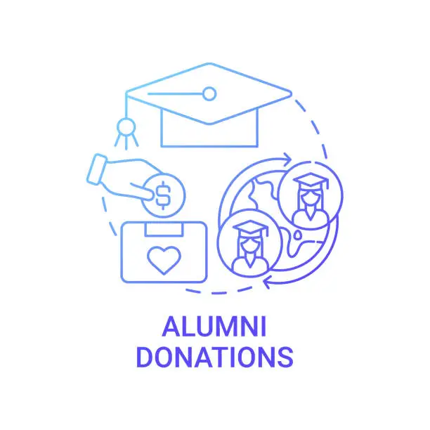 Vector illustration of Alumni donations concept icon