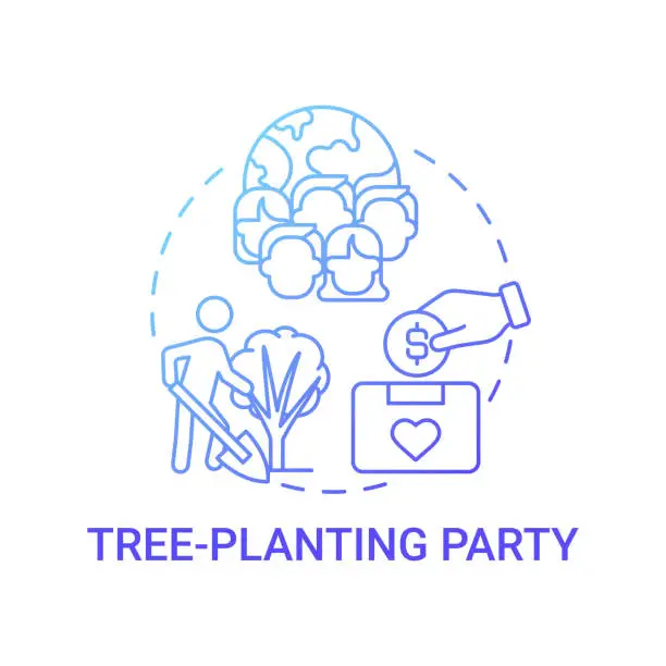 Vector illustration of Tree-planting party fundraiser concept icon