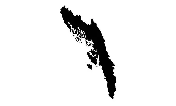 Vector illustration of Black silhouette map of Rakhine State in Myanmar