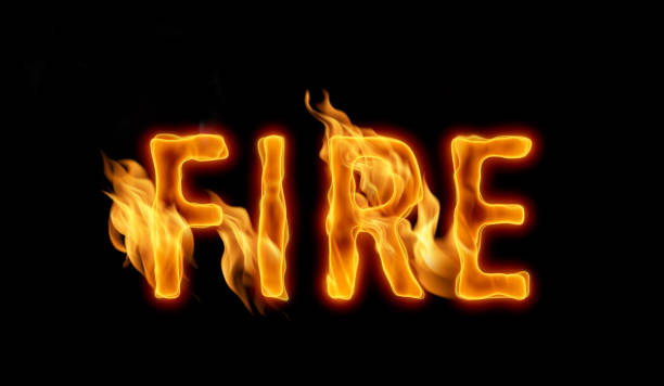 istock 3d alphabet, letters made of Fire, 3d illustration 1327453282
