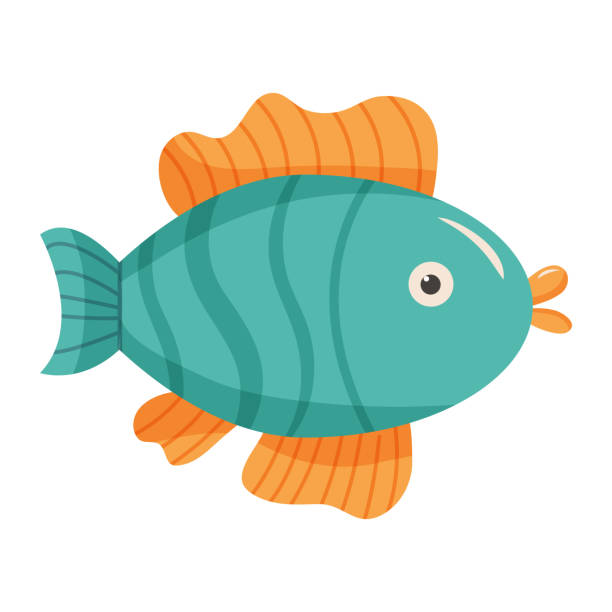 illustrations, cliparts, dessins animés et icônes de illustartion vectorielle de poissons dans un style plat de dessin animé. les habitants de la mer, la vie océanique dans un style enfantin - fish tank
