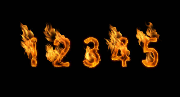 istock 3d alphabet, numbers 12345 made of Fire, 3d illustration 1327455223