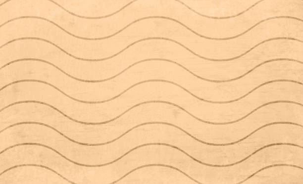 istock Old stained fawn or beige coloured grunge wooden textured wavy striped pattern blank empty vector backgrounds with waves of curvy lines all over 1327457848