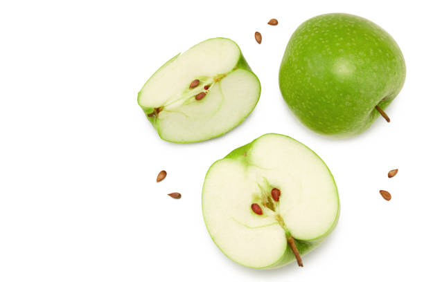 istock green apple with slices isolated on a white background. top view. clipping path 1327463545