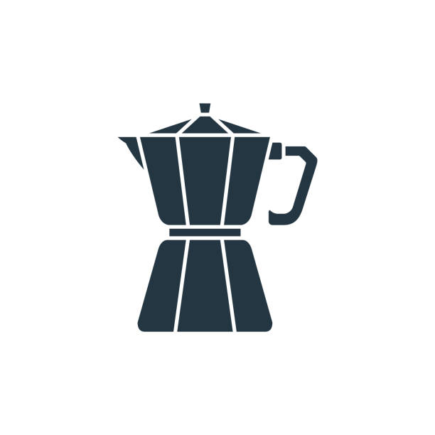 moka pot icon. Glyph moka pot icon for website design and mobile, app development, print. moka pot icon from filled coffee shop collection isolated on white background.. moka pot icon. Glyph moka pot icon for website design and mobile, app development, print. moka pot icon from filled coffee shop collection isolated on white background. moka stock illustrations