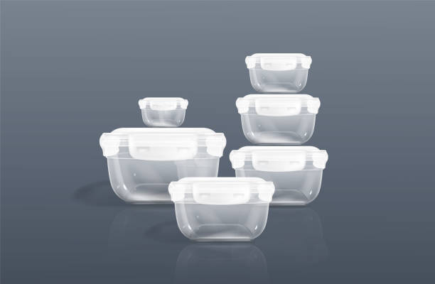 ilustrações de stock, clip art, desenhos animados e ícones de transparent plastic containers, clear food boxes - lunch box lunch bucket box