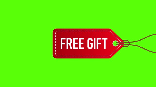 Free gift price tag. Red label. Motion graphics.
