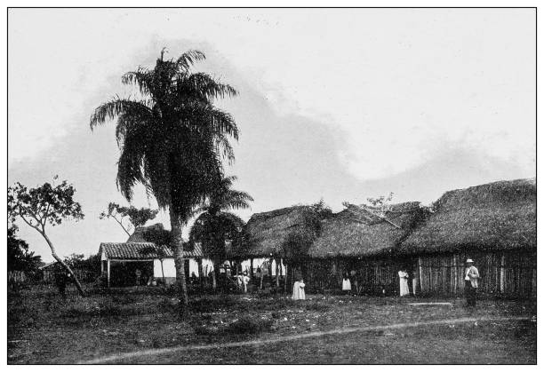 istock Antique black and white photograph: Huts in Matanzas province, Cuba 1327470087