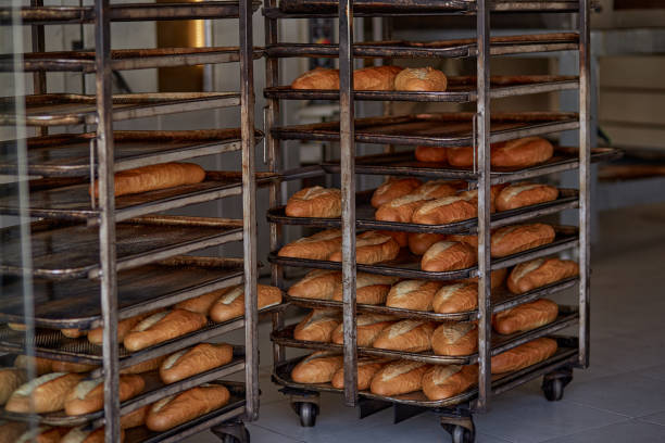 istock Freshly baked loaf on store shelves 1327473421