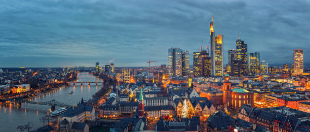 istock Panoramic view on Frankfurt at dusk 1327474110