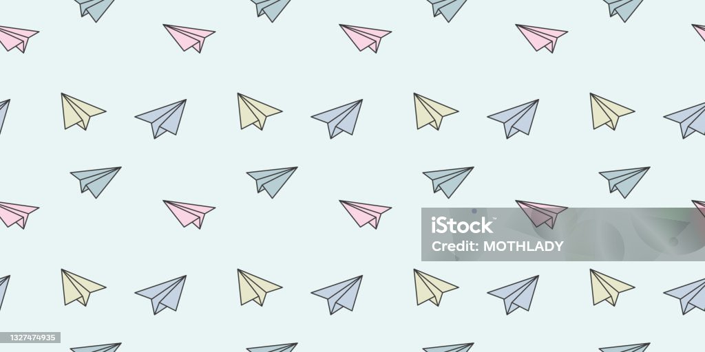 Repeating Plane Pattern Colorful Paper Plane Seamless Repeat Pattern Vector Background Stock ...
