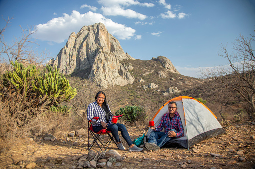 Camping couple in the peña de Bernal, Querétaro, Mexico