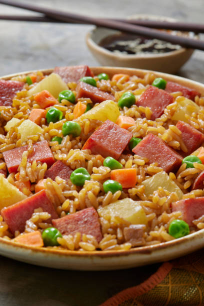 istock Hawaiian Style Fried Rice with Fried Spiced Ham and Pineapple 1327478461