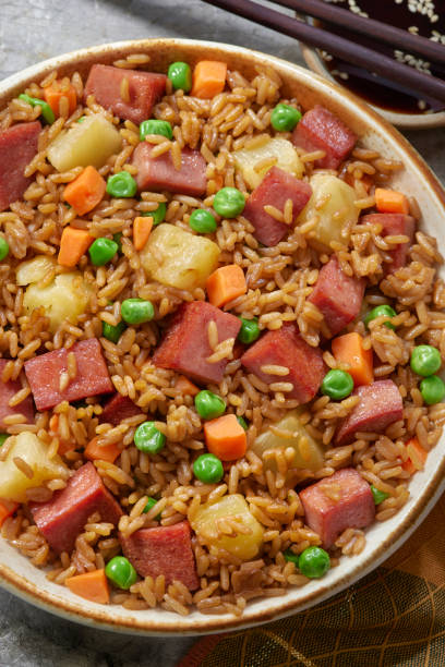 istock Hawaiian Style Fried Rice with Fried Spiced Ham and Pineapple 1327478634