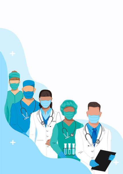 Thank you to the doctors and nurses Thank you to the doctors and nurses for their help and saved lives. Medicine and health. Vector illustration horizontal in flat style on an abstract background with copy space for text. professional thank you stock illustrations