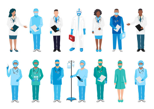 ilustraciones, imágenes clip art, dibujos animados e iconos de stock de médicos y enfermeras gran conjunto vectorial - medicina de emergencia