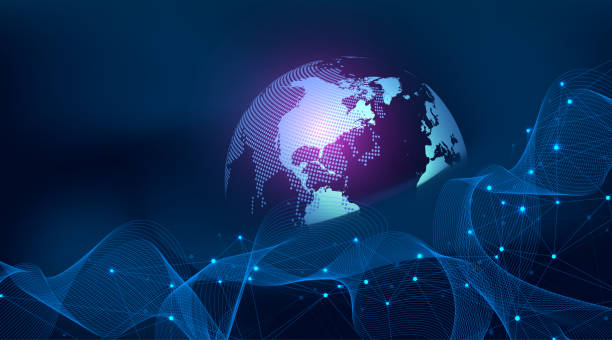 istock Business global network connection. World map point and line composition concept of global business. Global internet technology. Big data visualization. Vector illustration. 1327483259