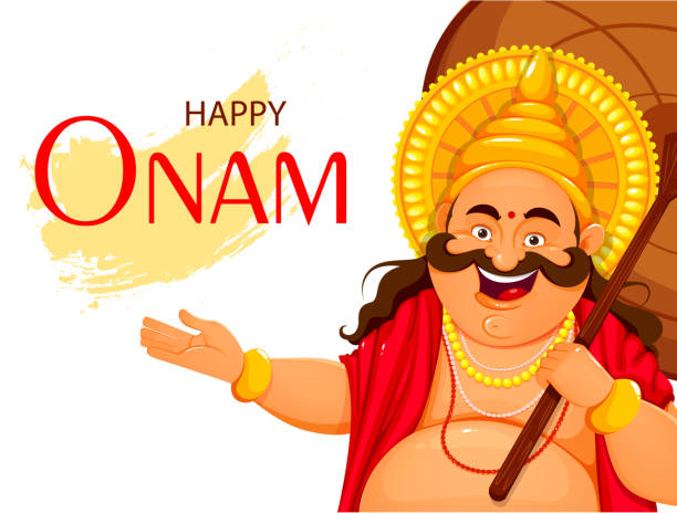Happy Onam Festival In Kerala Greeting Card Stock Illustration - Download  Image Now - Onam, Adult, Cartoon - iStock