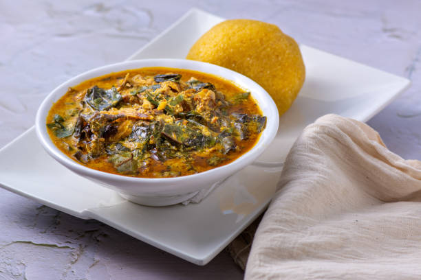 Oha or Ora Soup with beef and Garri