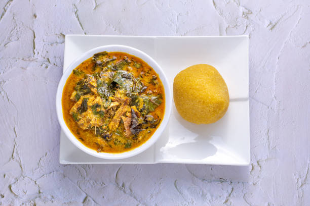 istock Oha Soup with beef and Garri 1327486578