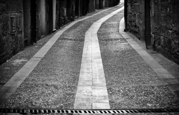 Old alley in a village, detail of depth and architecture
