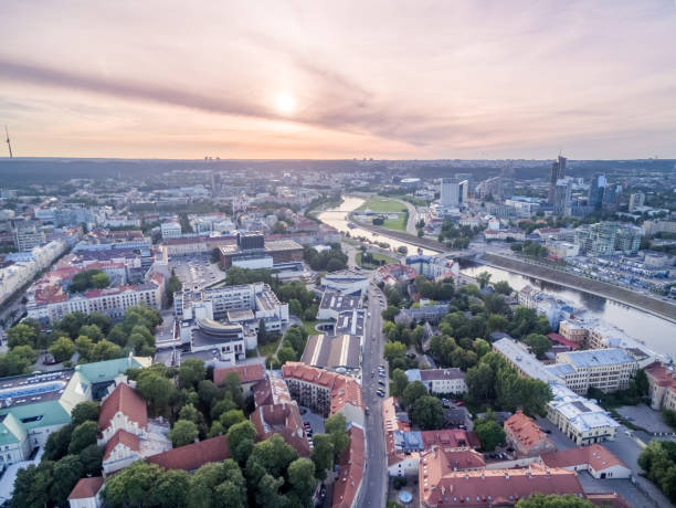 istock Vilnius Cityscape with Business District and River Neris. Sunset Sky. 1327486646