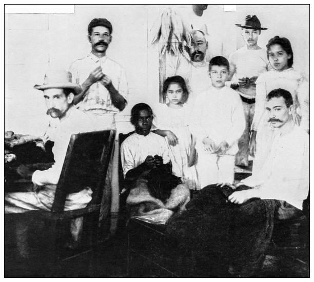 istock Antique black and white photograph: Cigar factory, Cuba 1327488798