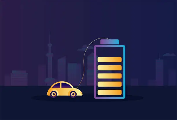 Vector illustration of Car charging