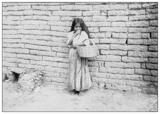 ilustrações de stock, clip art, desenhos animados e ícones de antique black and white photograph: cuban little girl - child caribbean black latin american and hispanic ethnicity