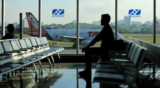 Gdansk, Poland – August 13, 2022: The Ryanair airplane parked at Lech Walesa Airport in Gdansk, Poland.