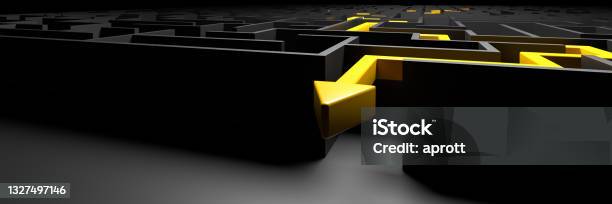 3d Rendering Concept Solving A Complex Problem Black Maze And Floor ...