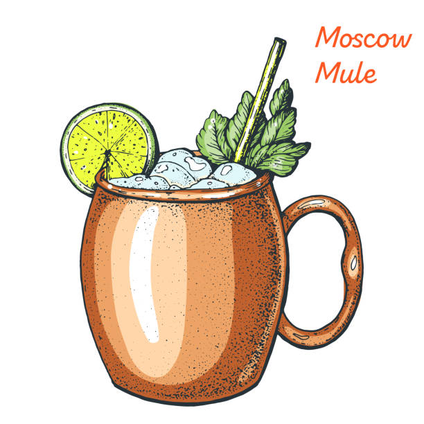 ilustrações de stock, clip art, desenhos animados e ícones de moscow mule cocktail illustration. alcoholic cocktails hand drawn vector illustration. - hard drink