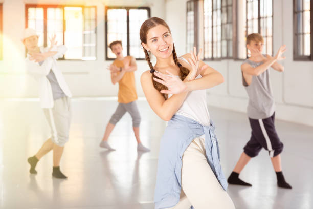 istock Teenage girl practicing active dance at studio 1327498283