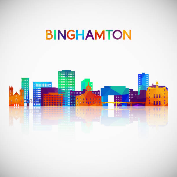 Binghamton skyline silhouette in colorful geometric style. Symbol for your design. Vector illustration. Binghamton skyline silhouette in colorful geometric style. Symbol for your design. Vector illustration. binghamton ny stock illustrations