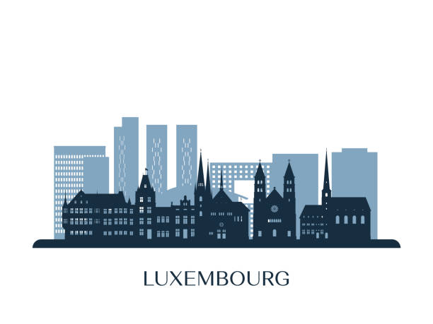 Luxembourg skyline, monochrome silhouette. Vector illustration. Luxembourg skyline, monochrome silhouette. Vector illustration. luxemburg stock illustrations
