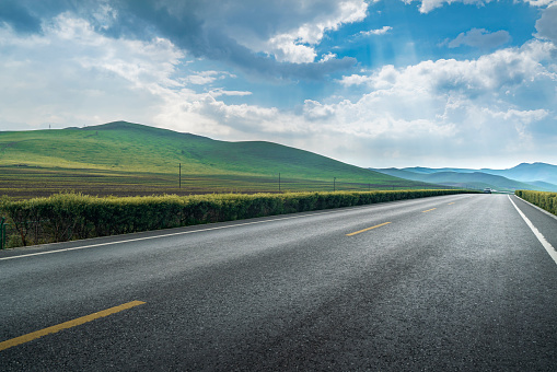 Curved mountain road，